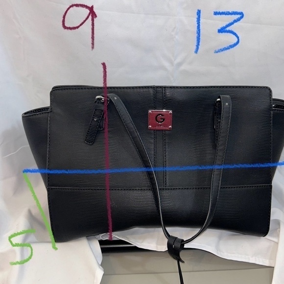 Guess Purse Handle Shoulder Bag Handbag Square Tote Zipper Pockets Leather Faux - Picture 10 of 10